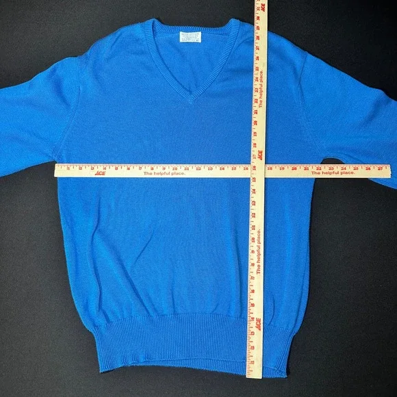 Vintage Brooks Brothers Sweater Men 42 XL Blue Sea Island Cotton V-Neck USA Made